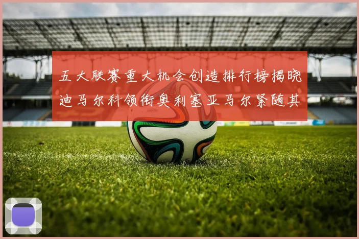 五大联赛重大机会创造排行榜揭晓迪马尔科领衔奥利塞亚马尔紧随其后